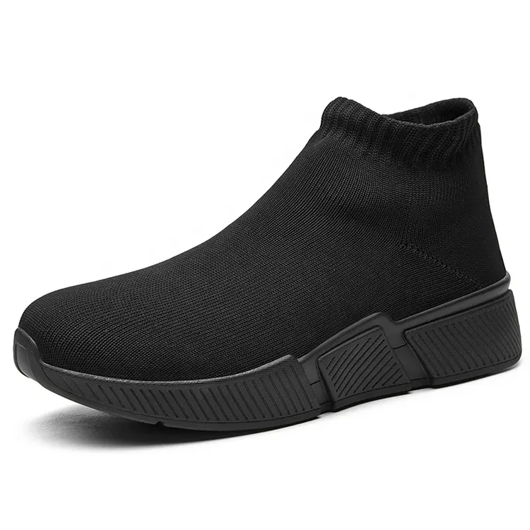 High Quality OEM Knit Custom Men Casual Black Sports Fashion Sock Sneakers Mens Short Boots Wholesale China